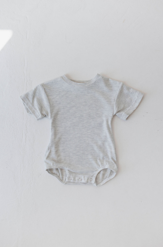 Forever French Waffle Knit Bubble Romper - Gray
