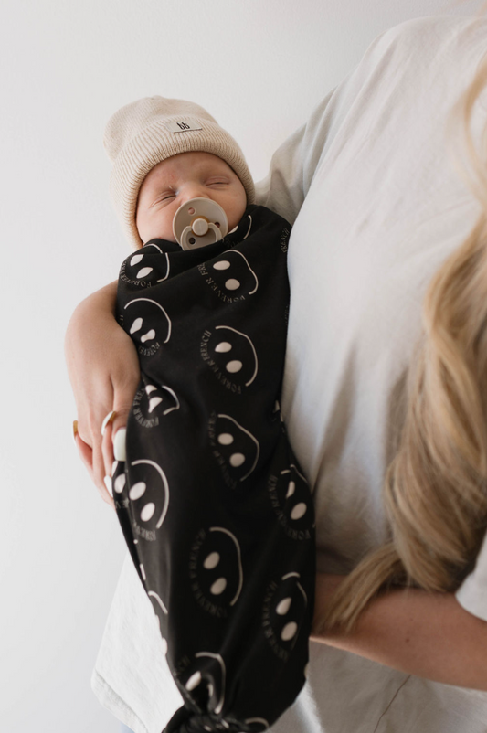 Forever French Bamboo Swaddle - FF Smile Charcoal