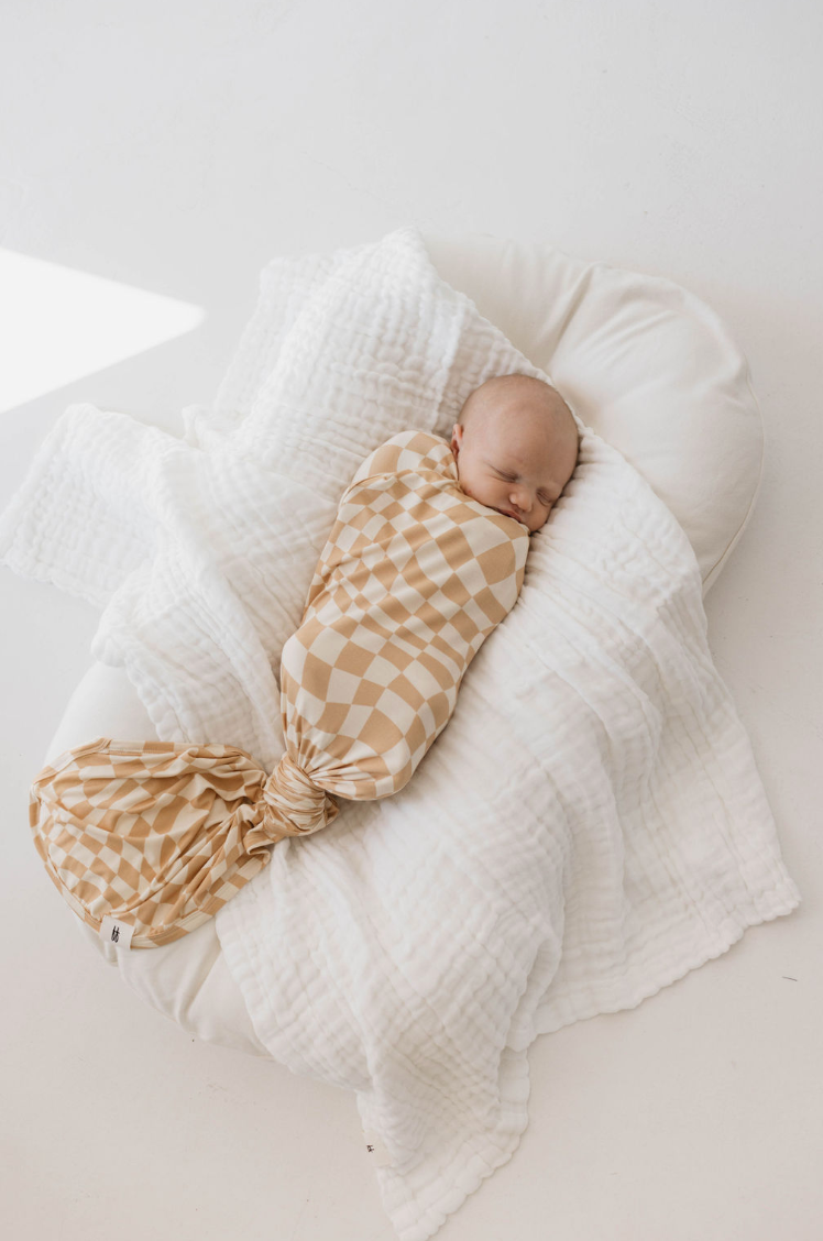 Forever French Bamboo Swaddle - Gold Coast Wavy Checker