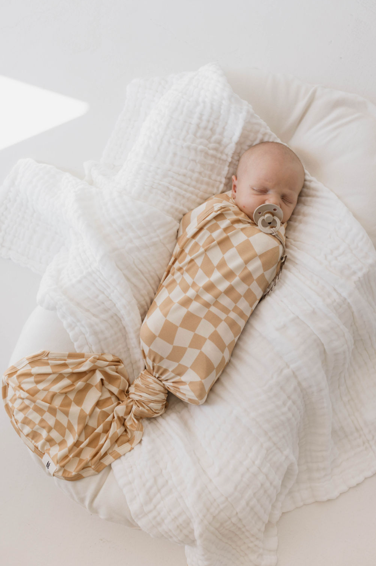 Forever French Bamboo Swaddle - Gold Coast Wavy Checker