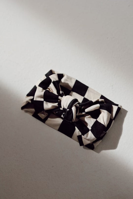 Forever French Bamboo Head Wrap - Black Checkerboard