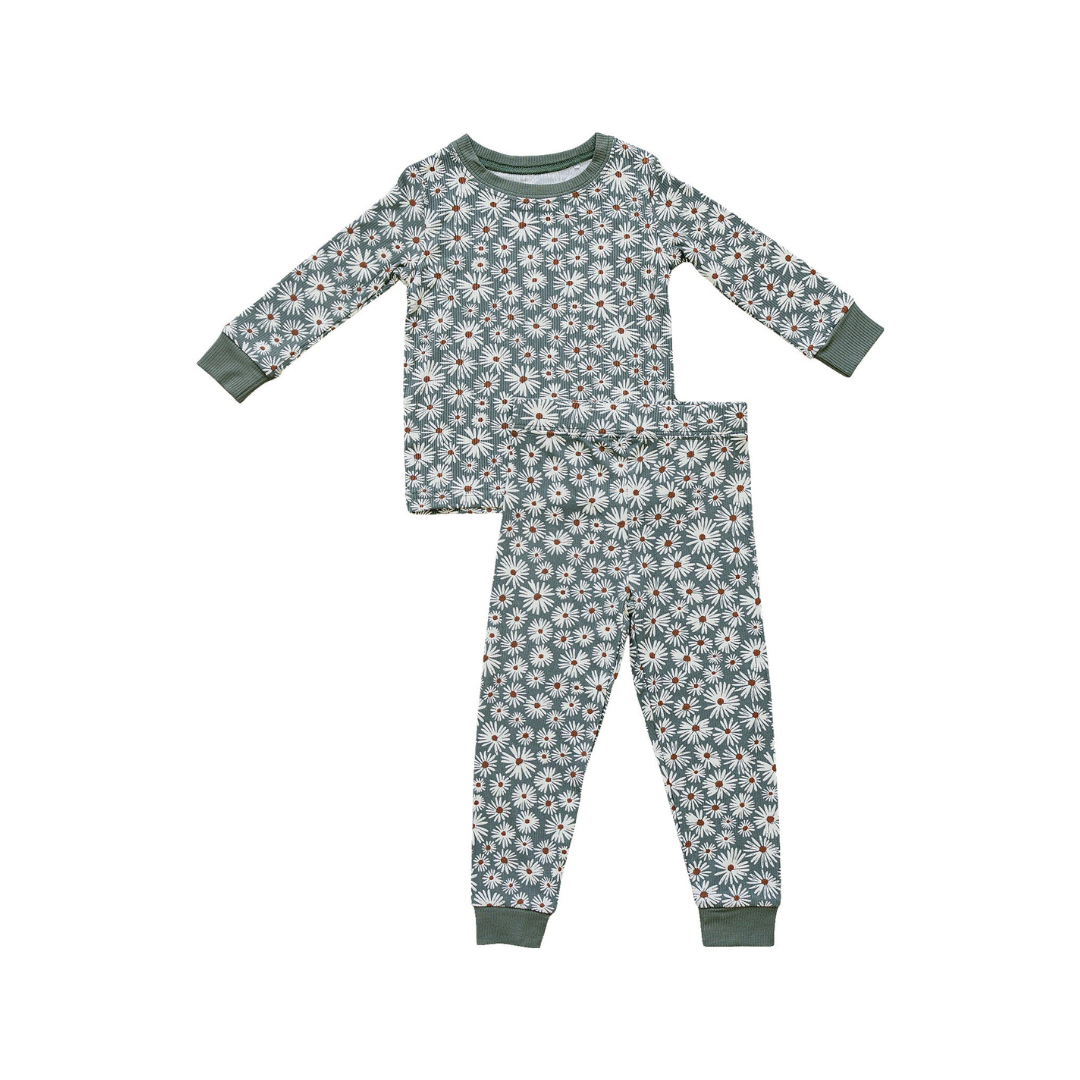 Mebie Baby Bamboo Cozy Set - Dark Green Daisy