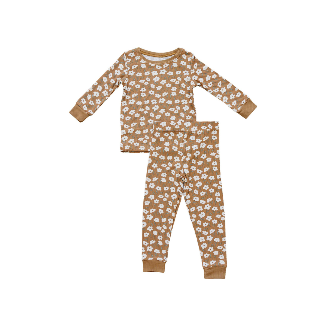 Mebie Baby Bamboo Cozy Set - Mustard Floral