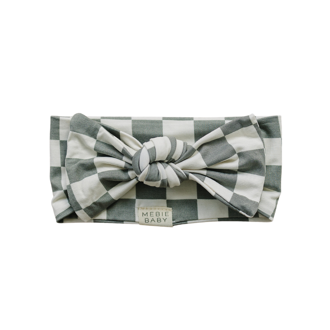 Mebie Baby Bamboo Head Wrap - Light Green Checkered