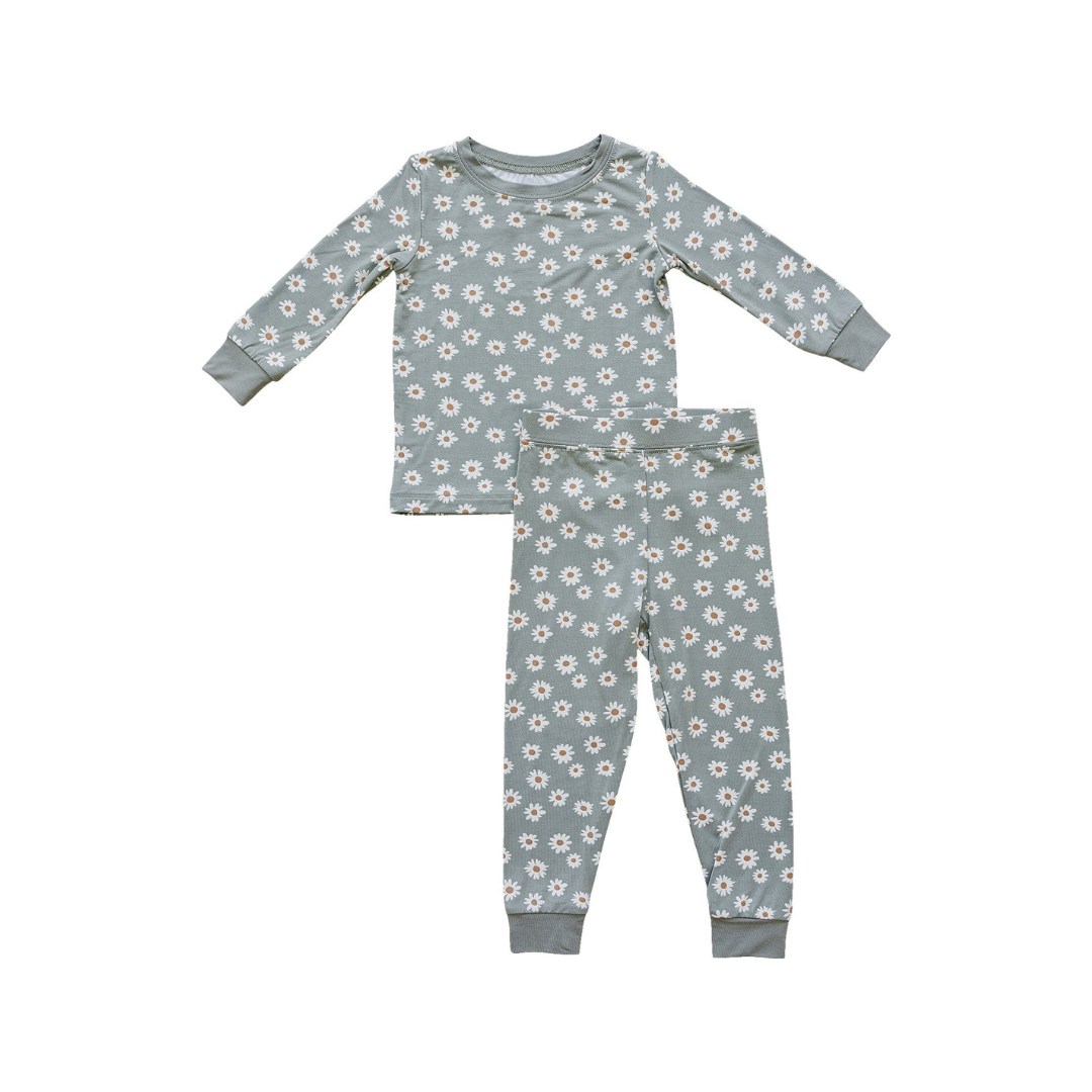 Mebie Baby Bamboo Cozy Set - Light Green Daisy