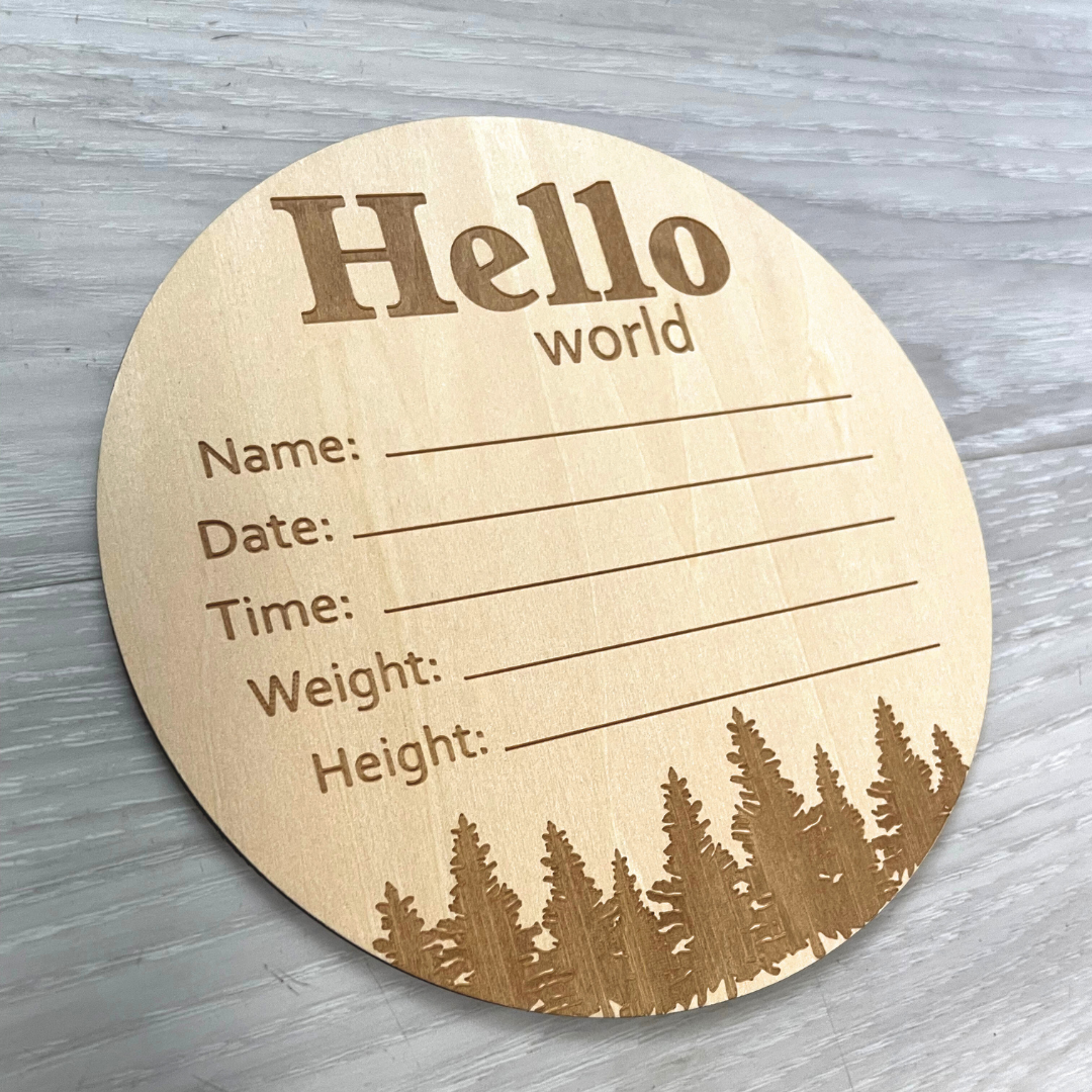 Hello World Newborn Wood Sign (6 Inches) - Atara & Co