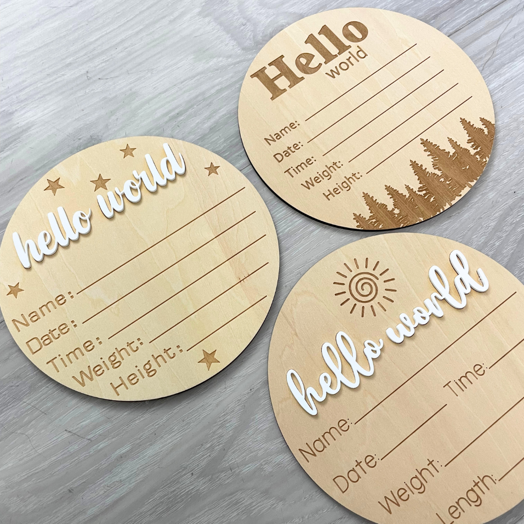 Hello World Newborn Wood Sign (6 Inches) - Atara & Co