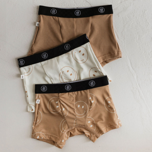 Forever French Bamboo Boxers - Tan & Ivory Smile