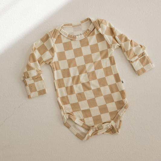 Forever French Long Sleeve Bodysuit - Checkered