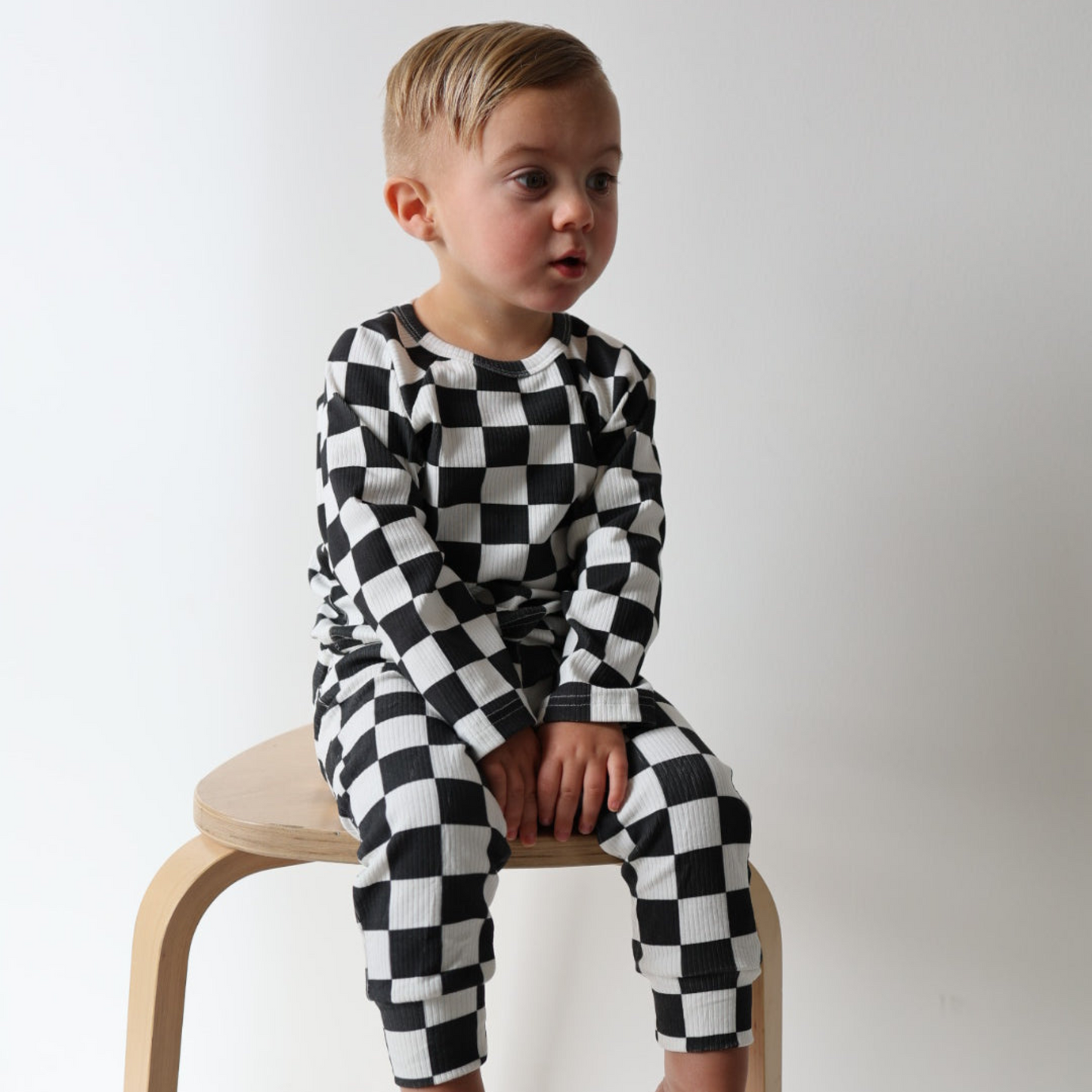 Forever French Ribbed Jogger Set - Checkerboard