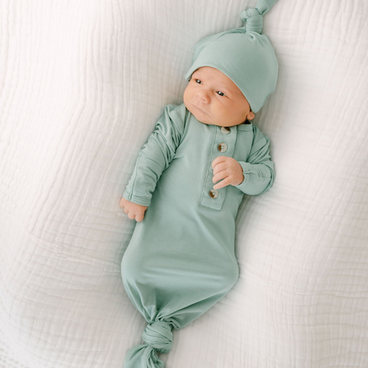 Stroller Society Knotted Gown Set - Mint