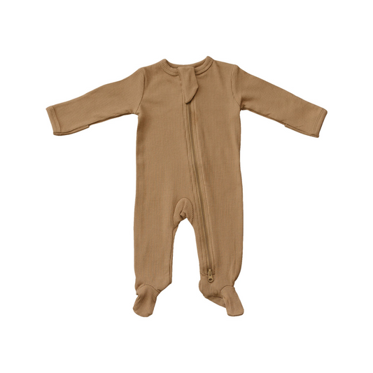 Mebie Baby Ribbed Romper - Cafe