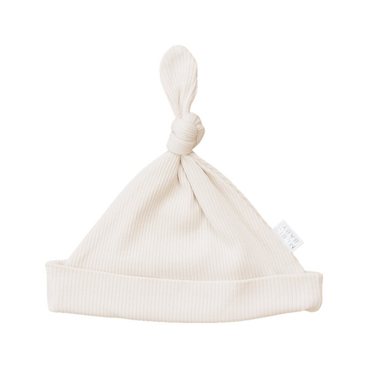Mebie Baby Ribbed Knot Hat - Vanilla