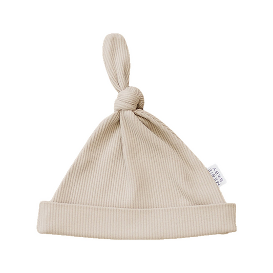Mebie Baby Ribbed Knot Hat - Oatmeal