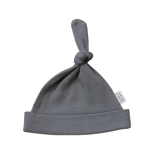 Mebie Baby Ribbed Knot Hat - Grey