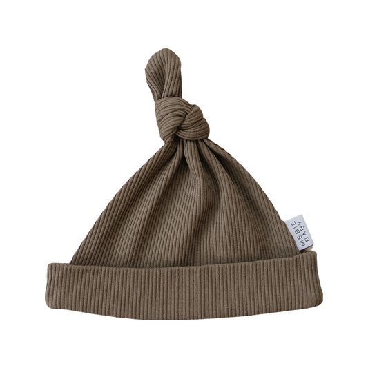 Mebie Baby Ribbed Knot Hat - Cocoa