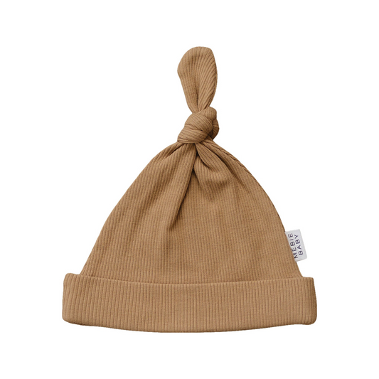 Mebie Baby Ribbed Knot Hat - Cafe