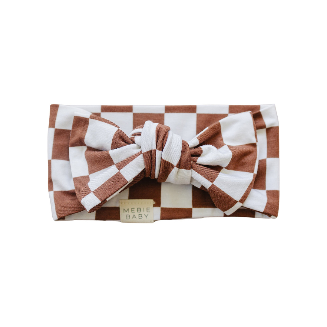 Mebie Baby Bamboo Head Wrap - Rust Checkered