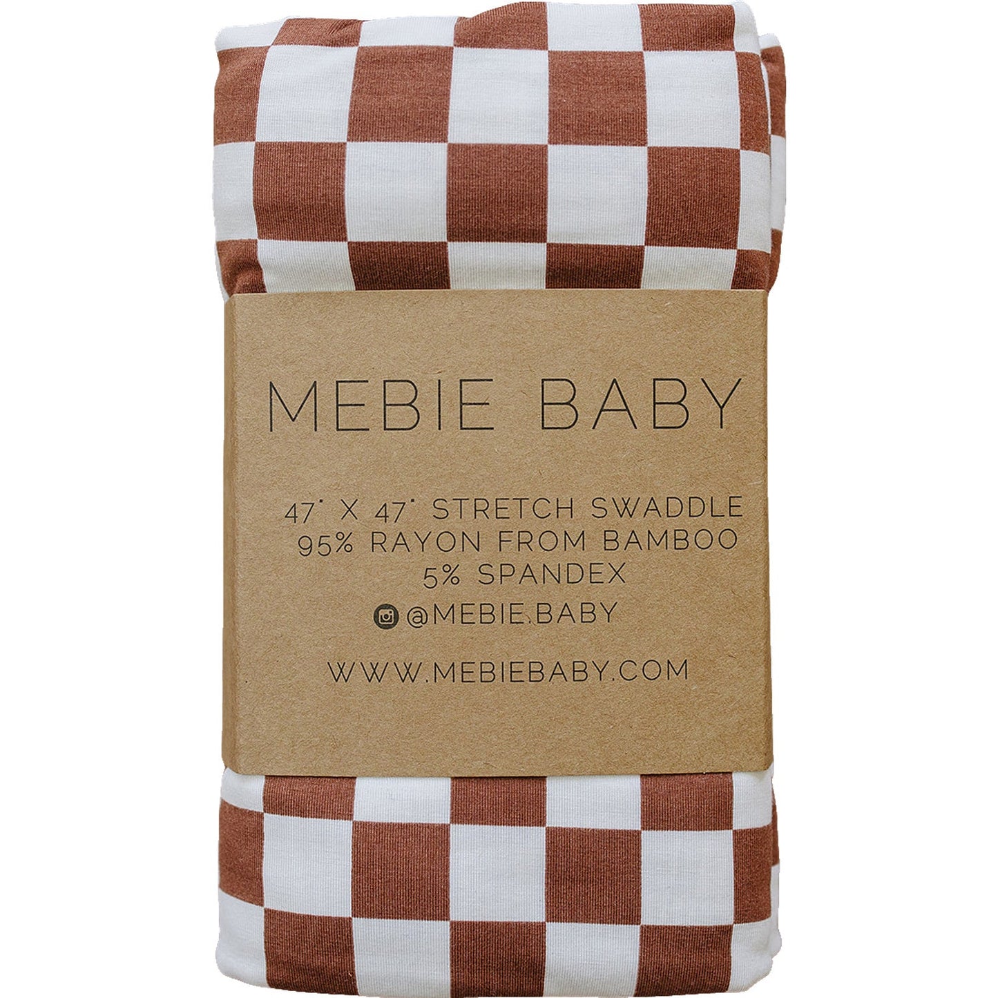 Mebie Baby Bamboo Swaddle - Rust Checkered