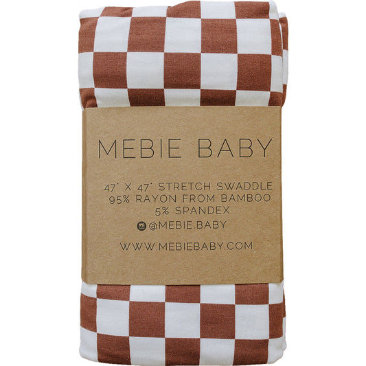 Mebie Baby Bamboo Swaddle - Rust Checkered - Atara & Co