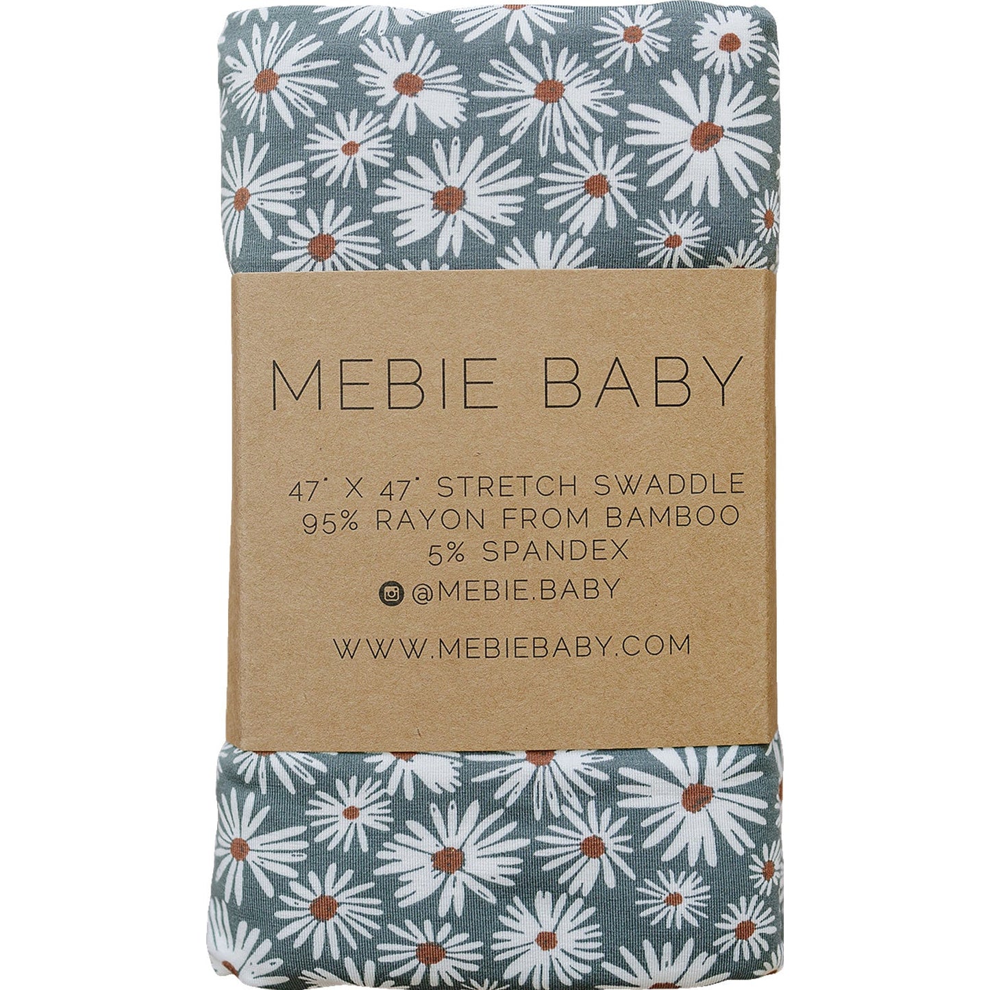 Mebie Baby Bamboo Swaddle - Dark Green Daisy