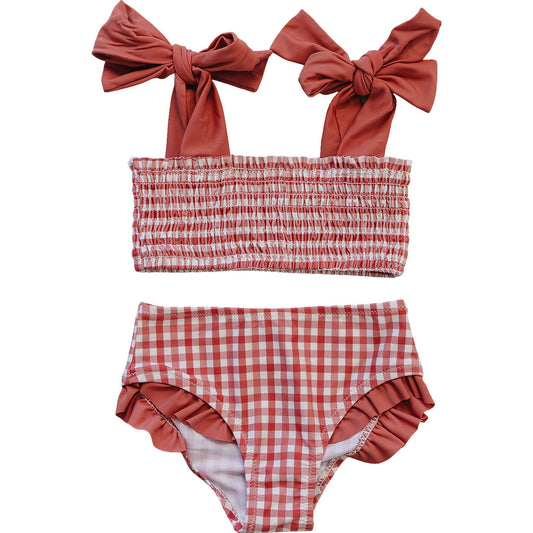 Mebie Baby Gingham Ruched Bikini Set