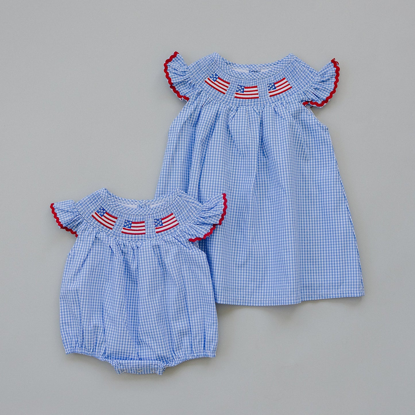 Mebie Baby Gingham Smocked Bubble Romper