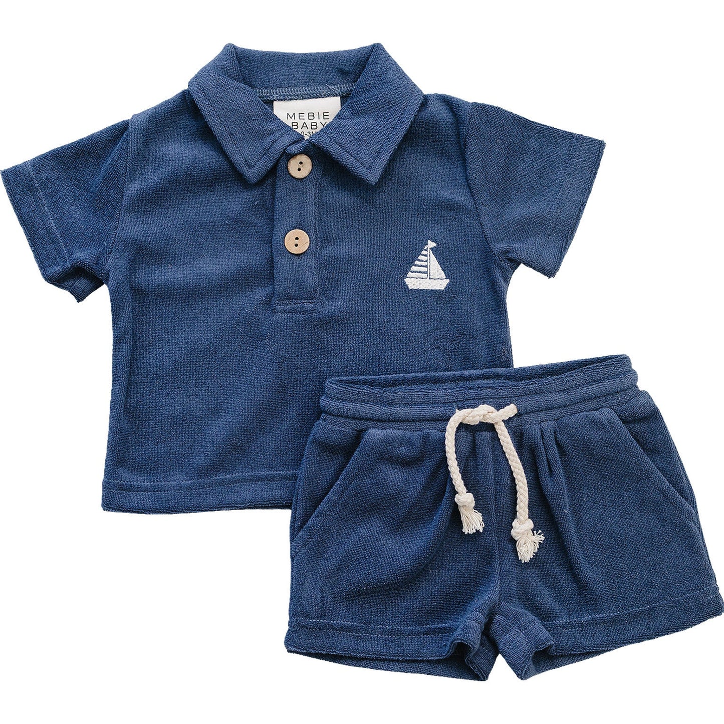 Mebie Baby Navy Terry Cloth Set