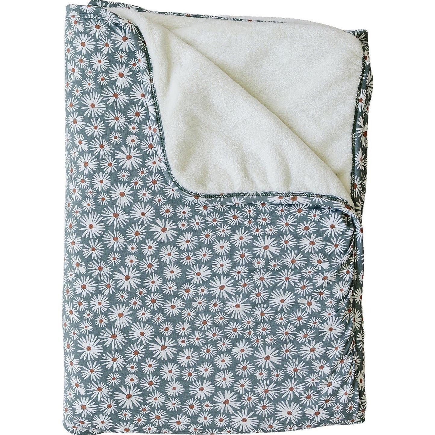 Mebie Baby Bamboo Fleece Quilt - Dark Green Daisy