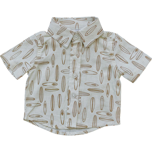 Mebie Baby Linen Button Up Shirt - Surfboard