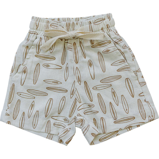 Mebie Baby Linen Cotton Shorts - Surfboard