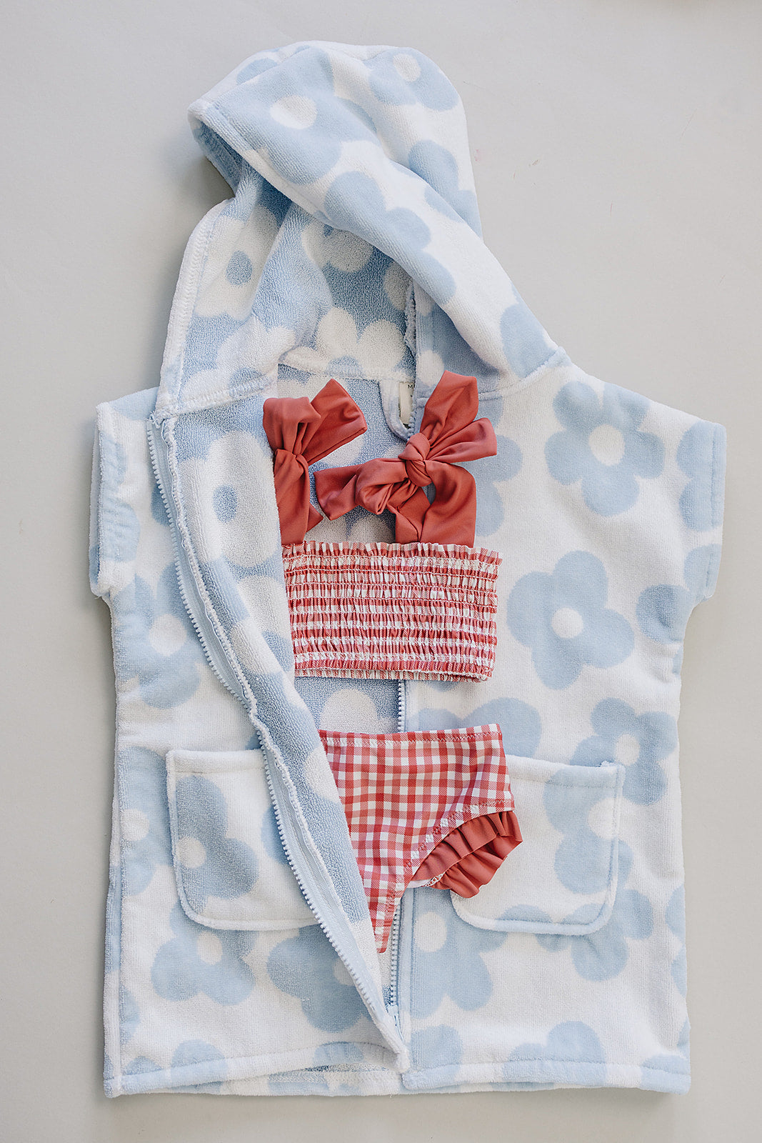 Mebie Baby Coastal Floral Zip-Up Organic Cotton Beach Poncho