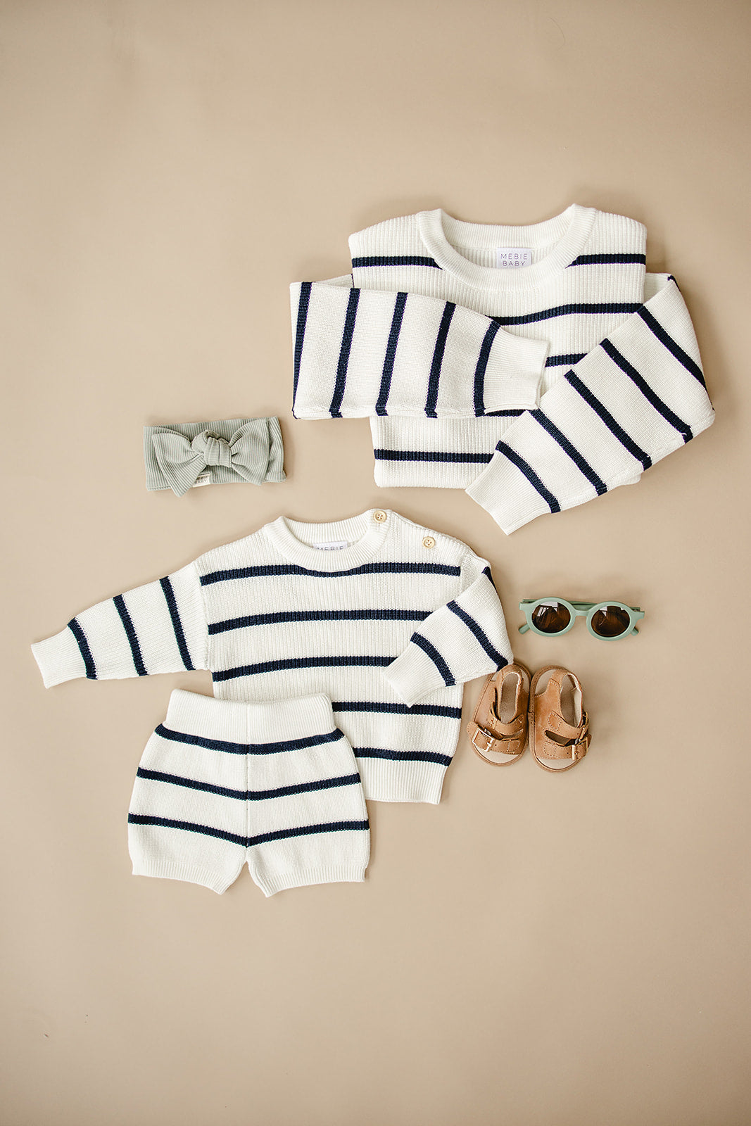 Mebie Baby Navy Stripe Knit Shorts