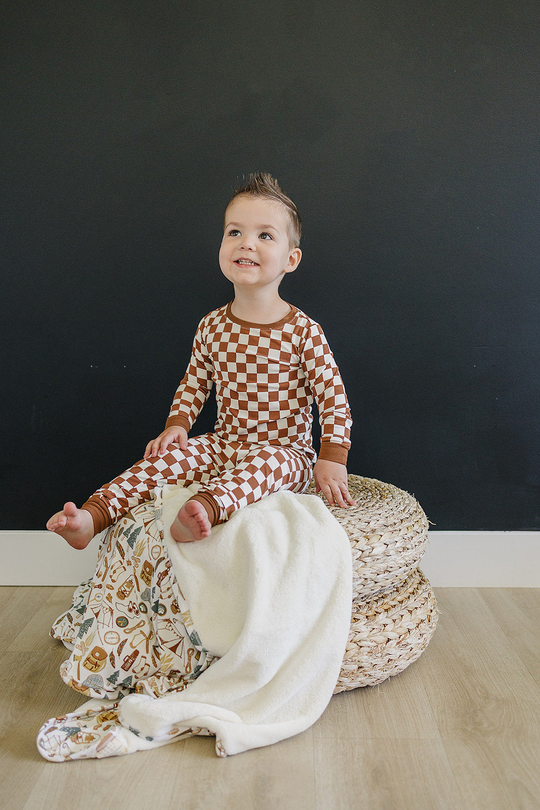 Mebie Baby Bamboo Cozy Set - Rust Checkered