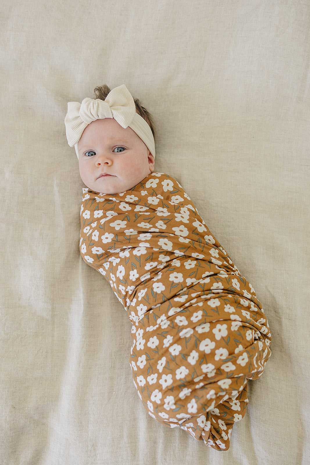 Mebie Baby Bamboo Swaddle - Mustard Floral