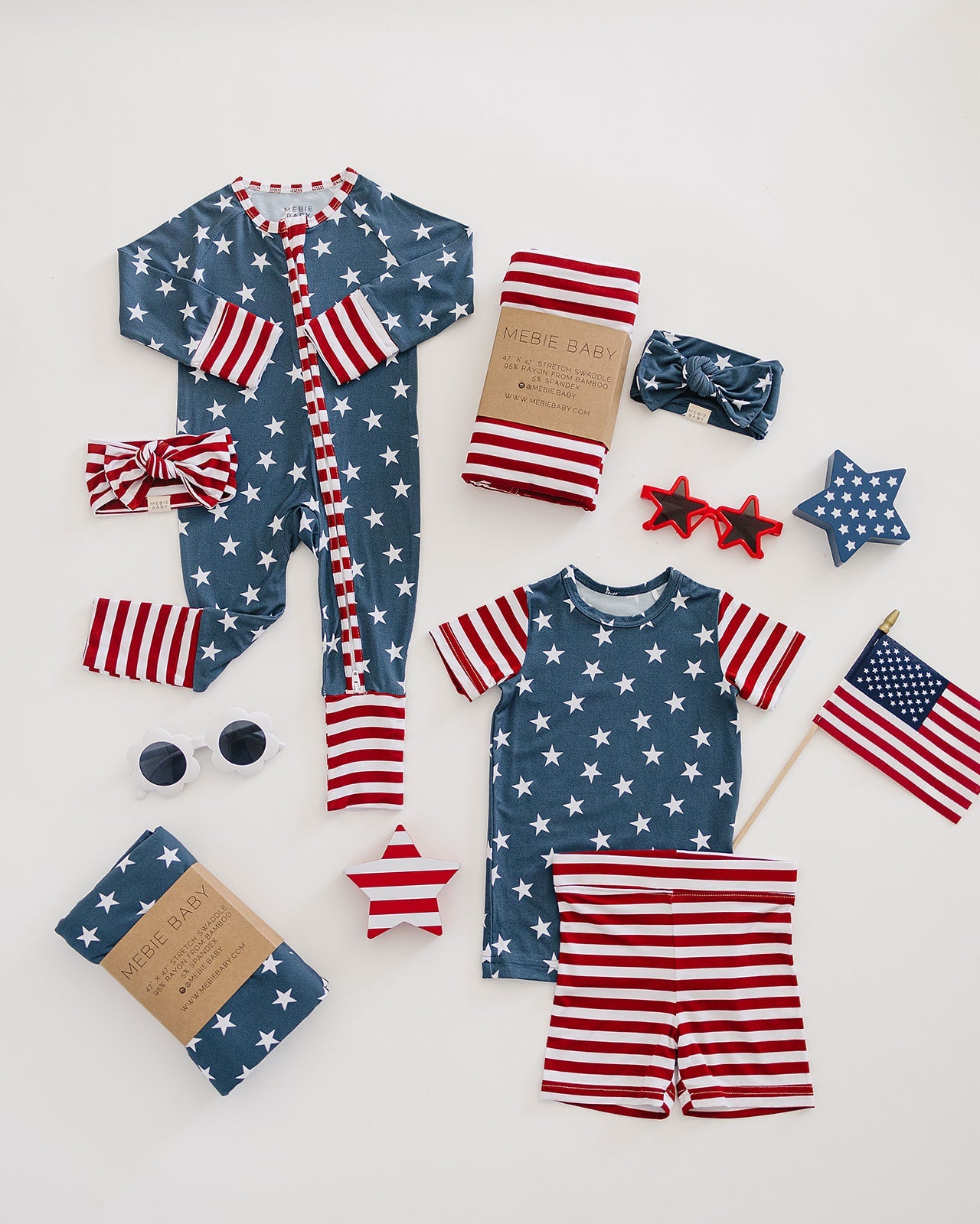 Mebie Baby Bamboo Romper - Stars & Stripes