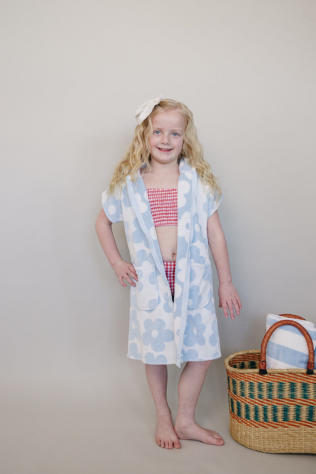 Mebie Baby Coastal Floral Zip-Up Organic Cotton Beach Poncho