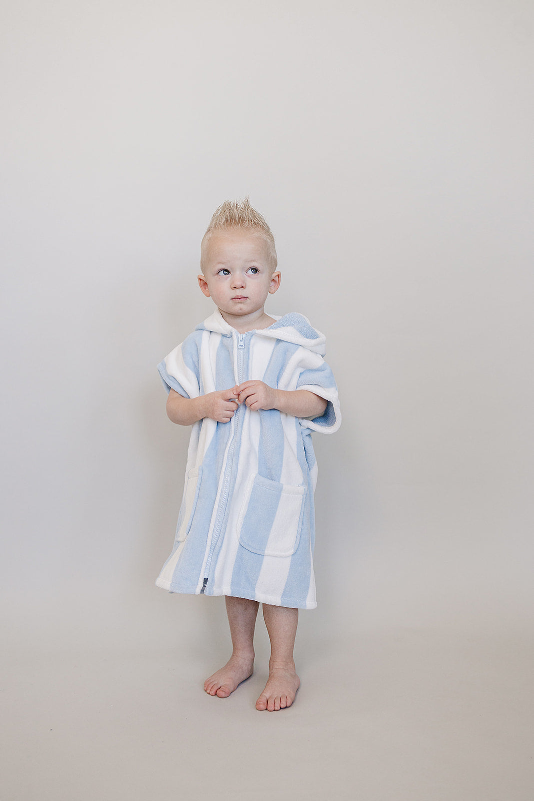 Mebie Baby Seaside Stripe Zip-Up Organic Cotton Beach Poncho