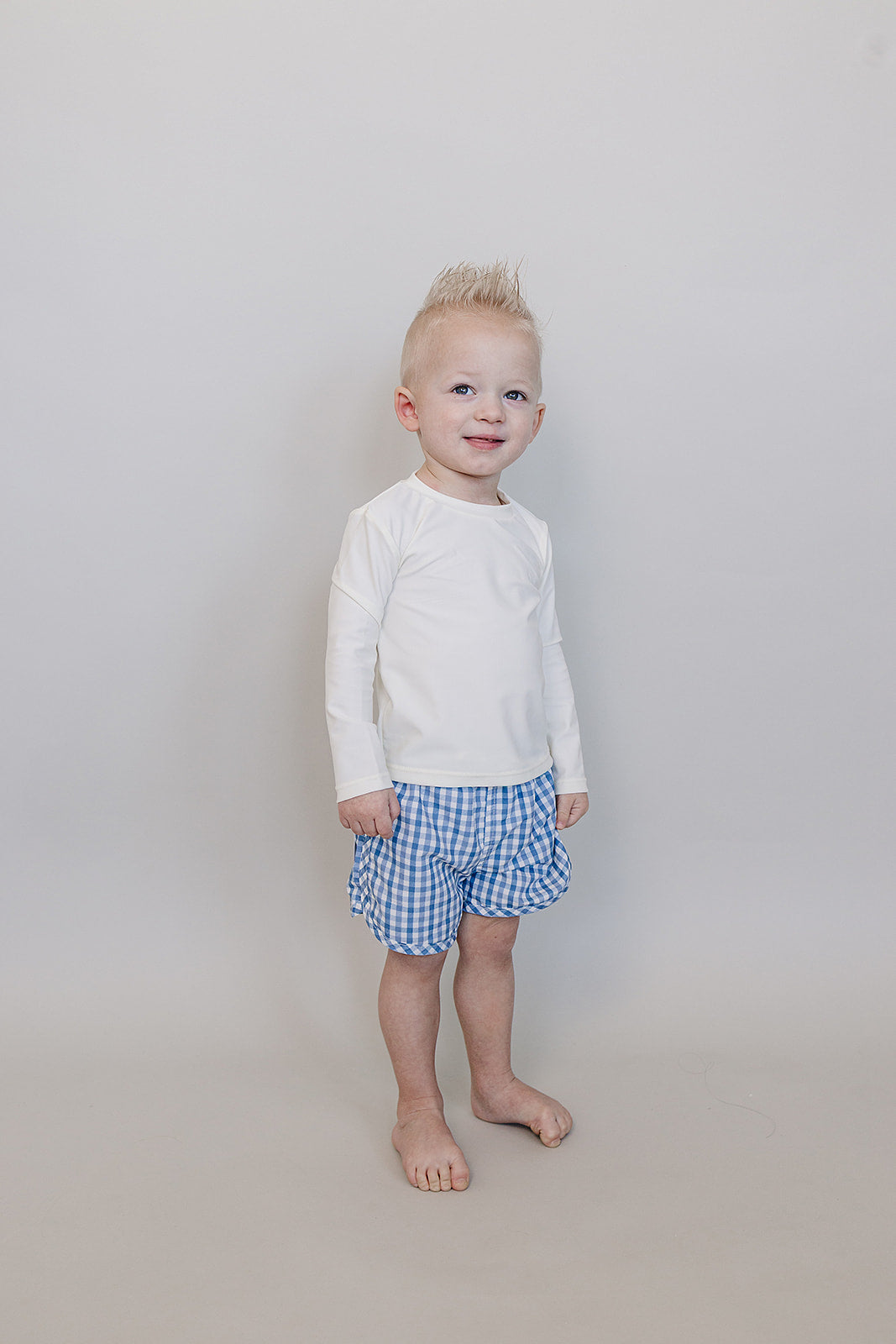 Mebie Baby Light Blue Gingham Swim Shorts