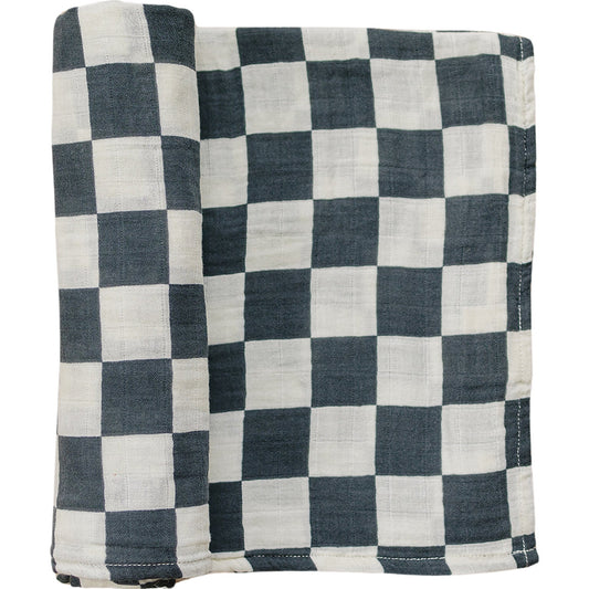 Mebie Baby Muslin Swaddle - Charcoal Checkered