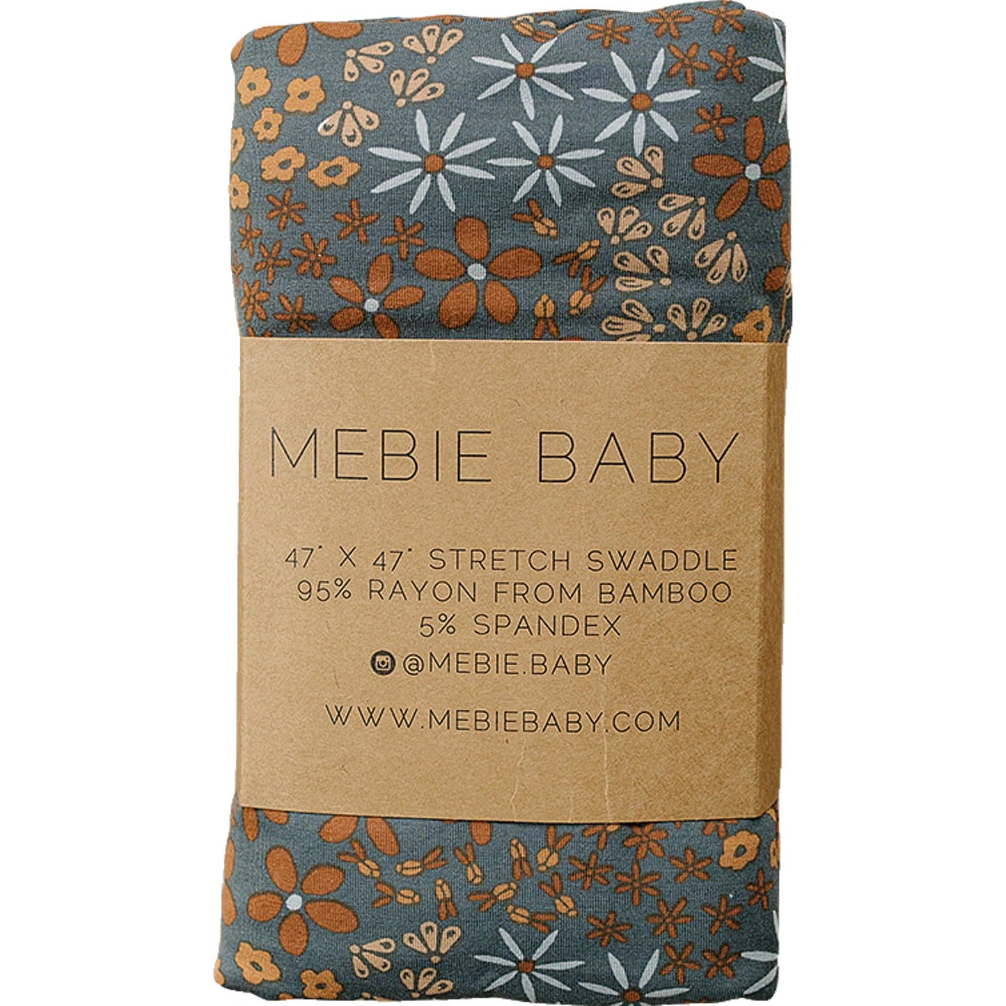 Mebie Baby Bamboo Stretch Swaddle - Navy Floral