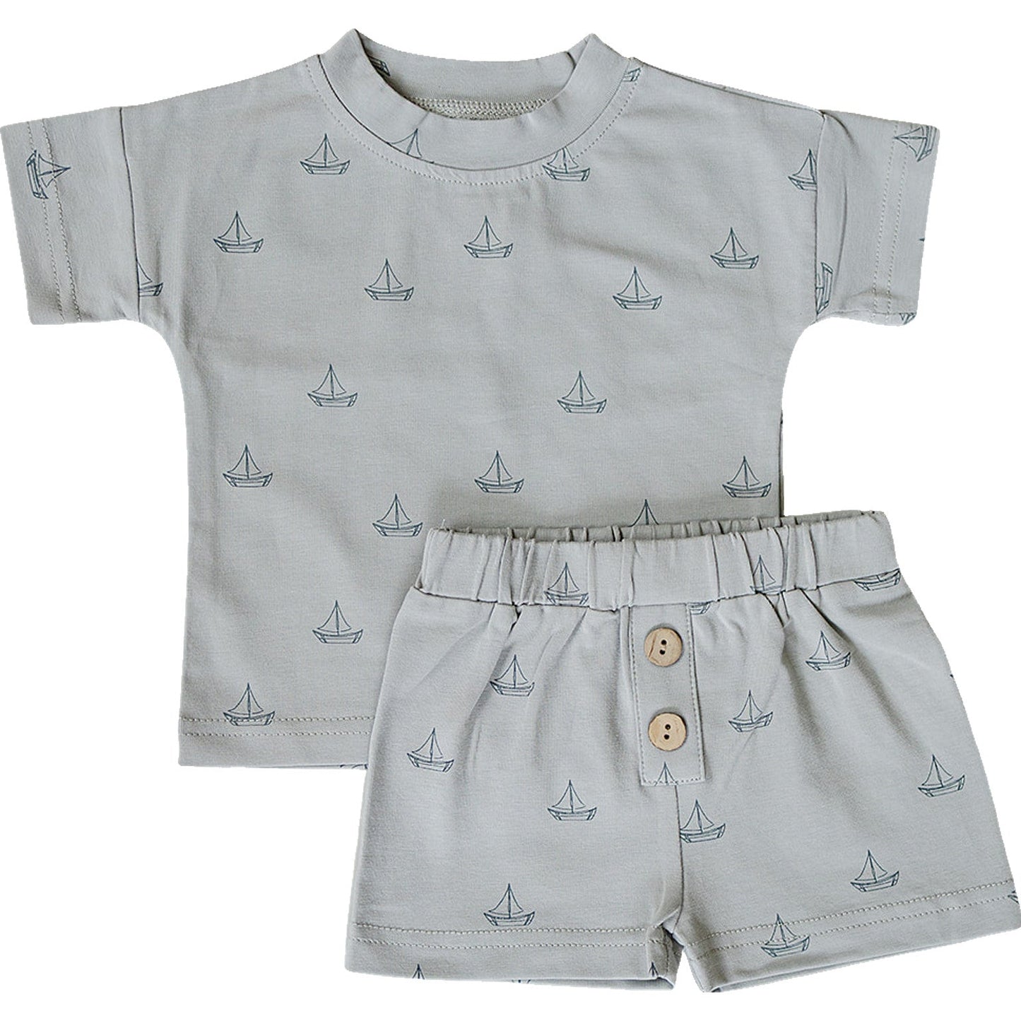 Mebie Baby Sailboat Button Short Set