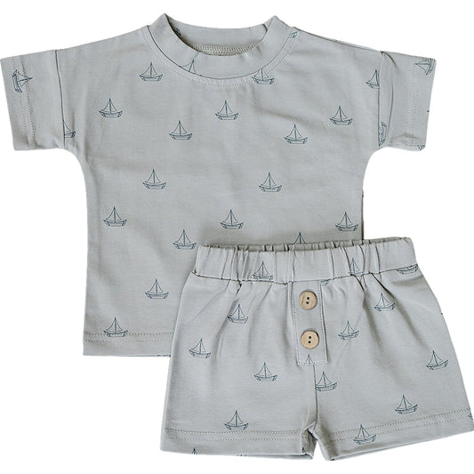 Mebie Baby Sailboat Button Short Set