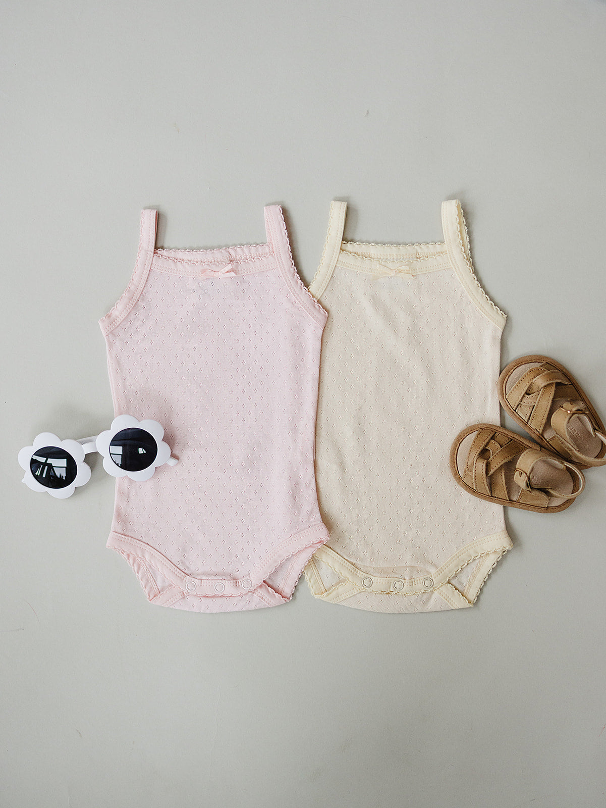 Mebie Baby Pink Pointelle Tank Bodysuit