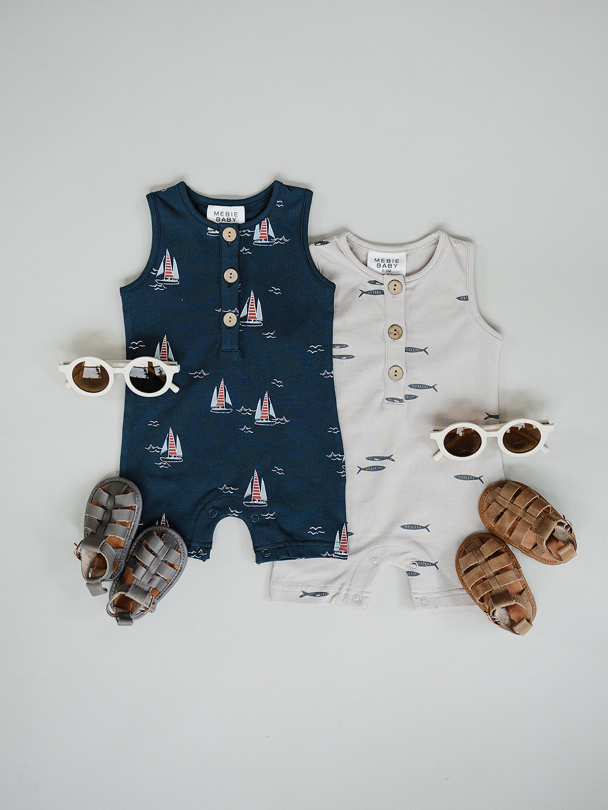 Mebie Baby Sailboat Short Romper