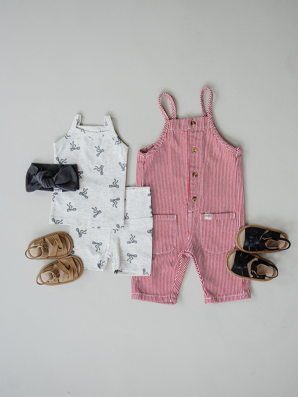 Mebie Baby Red Stripe Overalls