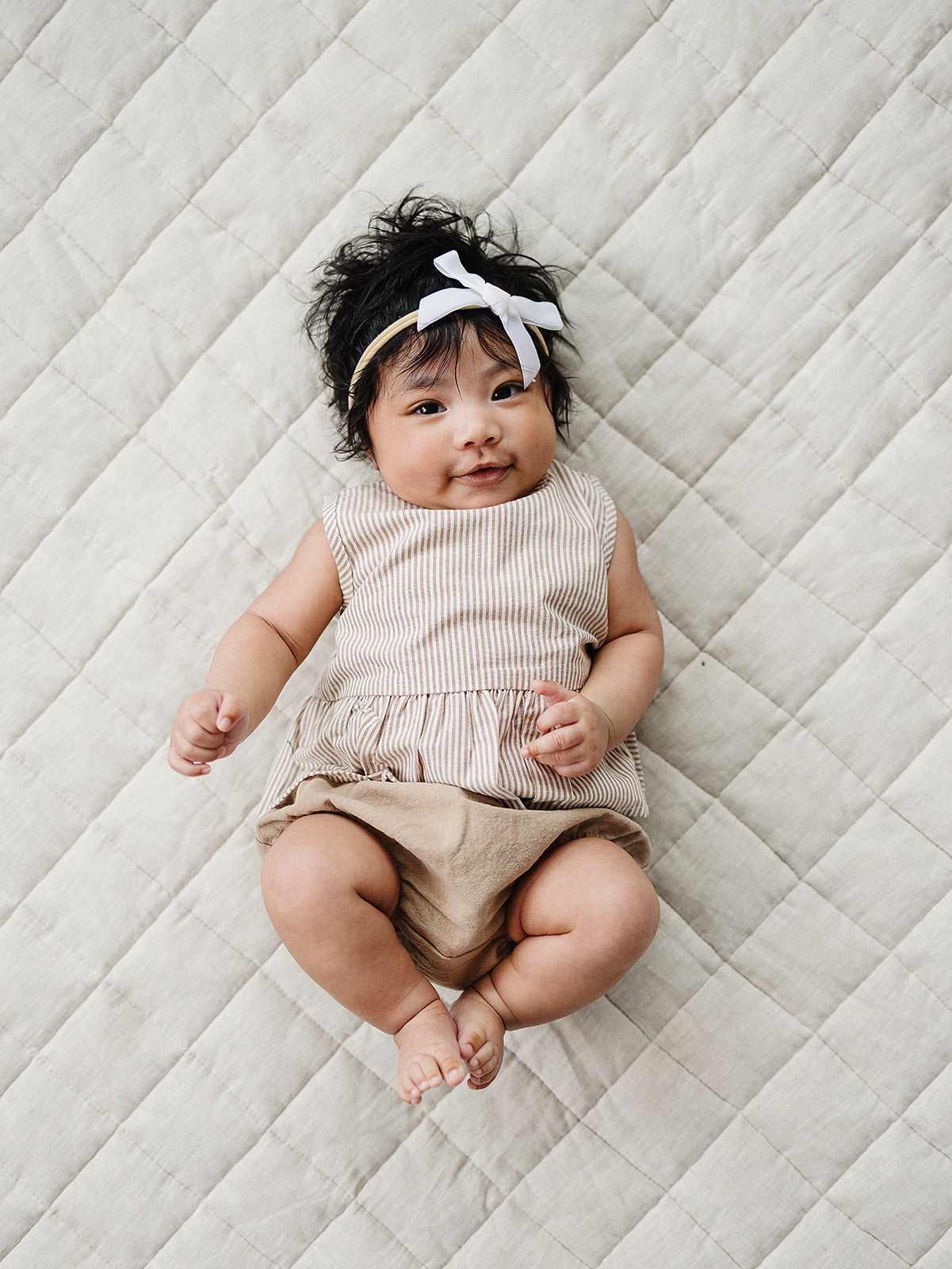 Mebie Baby Tan Stripes Peplum Set