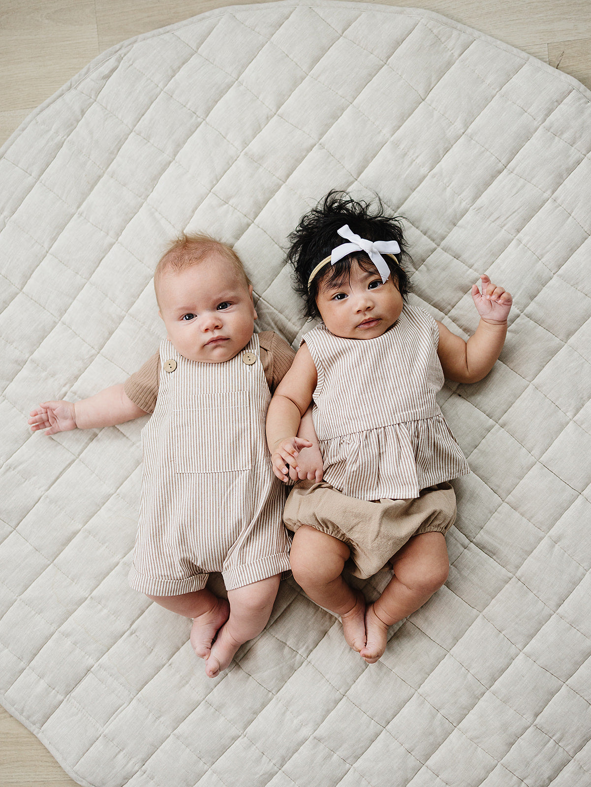 Mebie Baby Tan Stripes Peplum Set