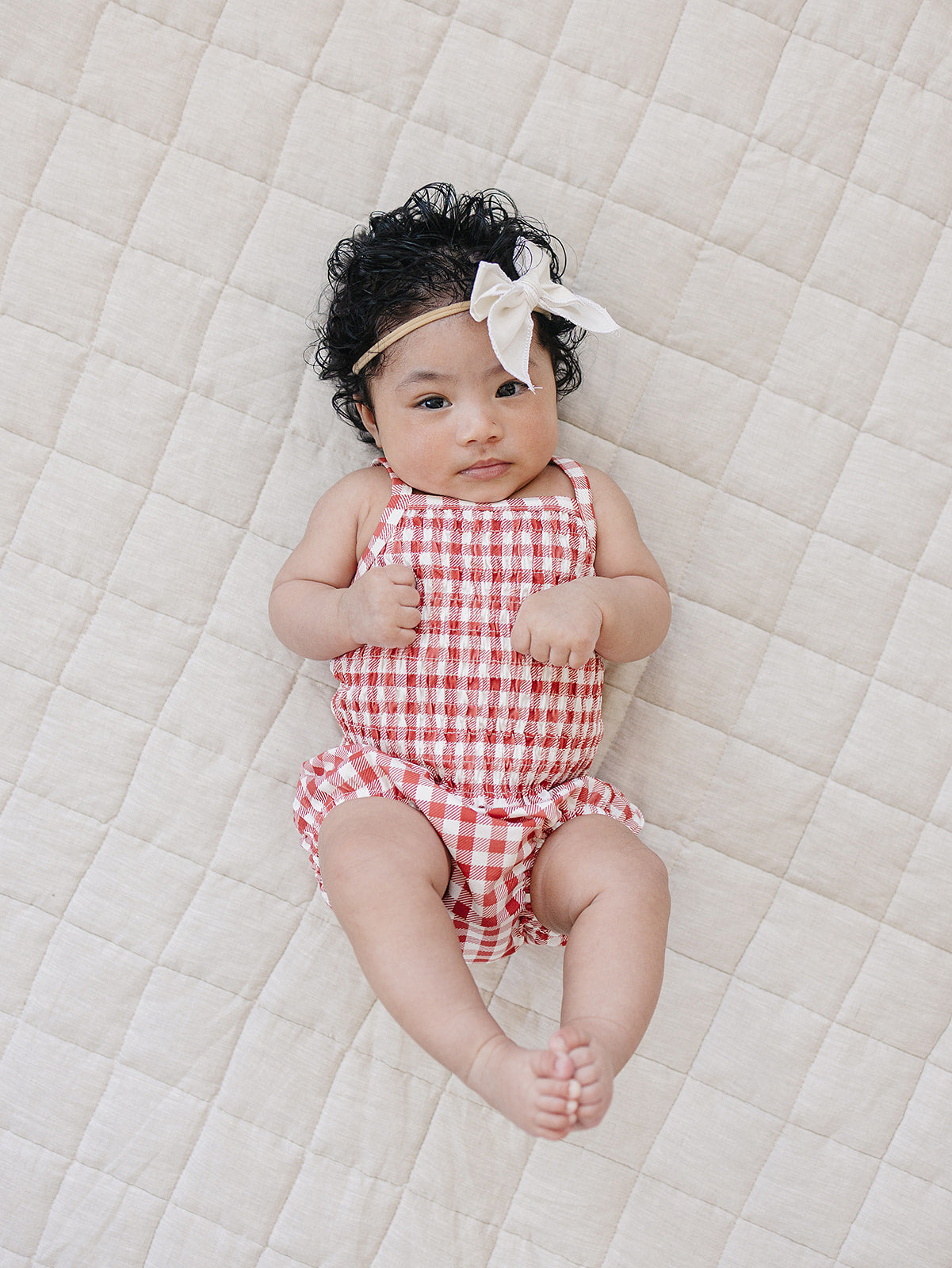 Mebie Baby Gingham Ruched Bloomer Set