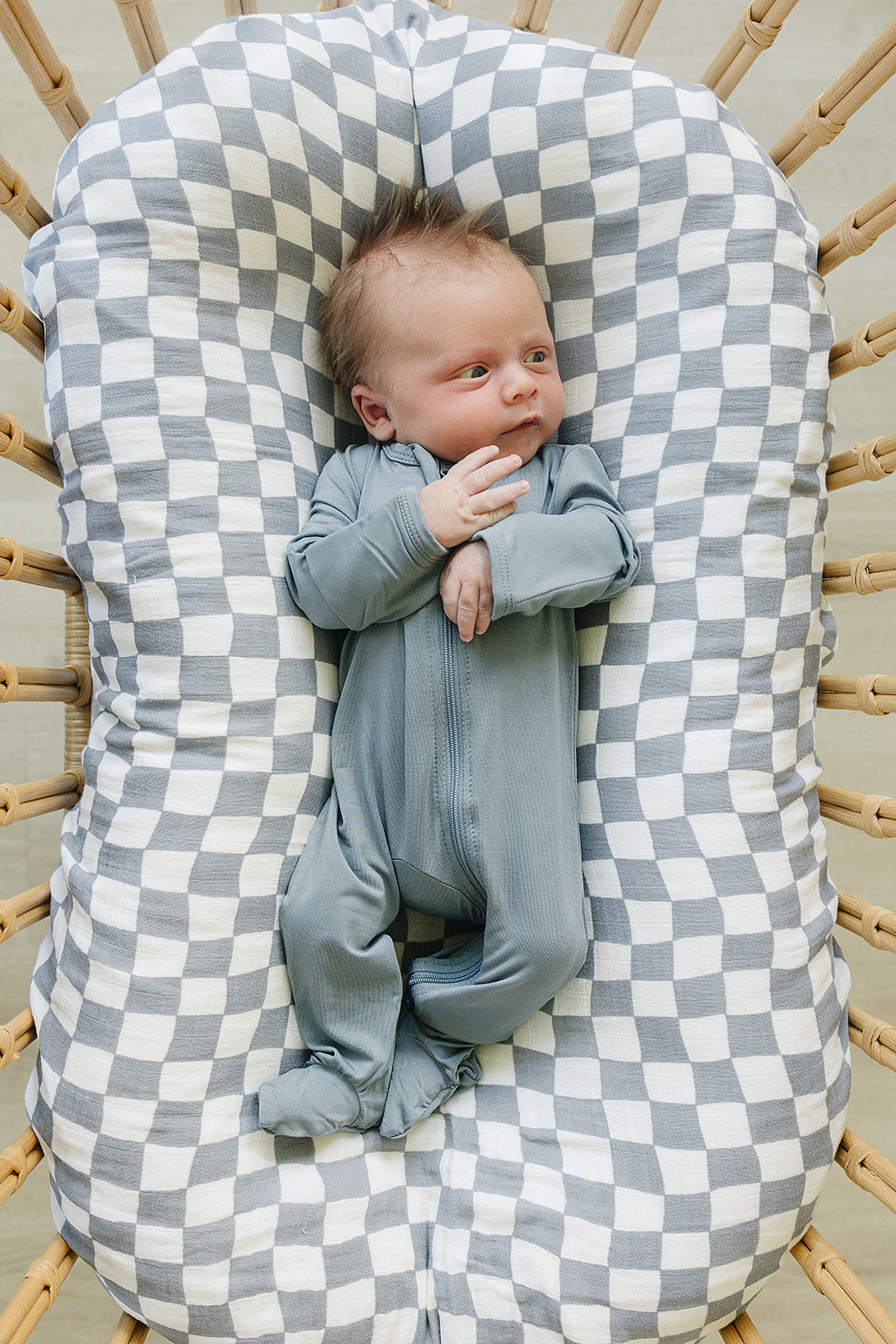 Mebie Baby Bamboo Footed Romper - Dusty Blue